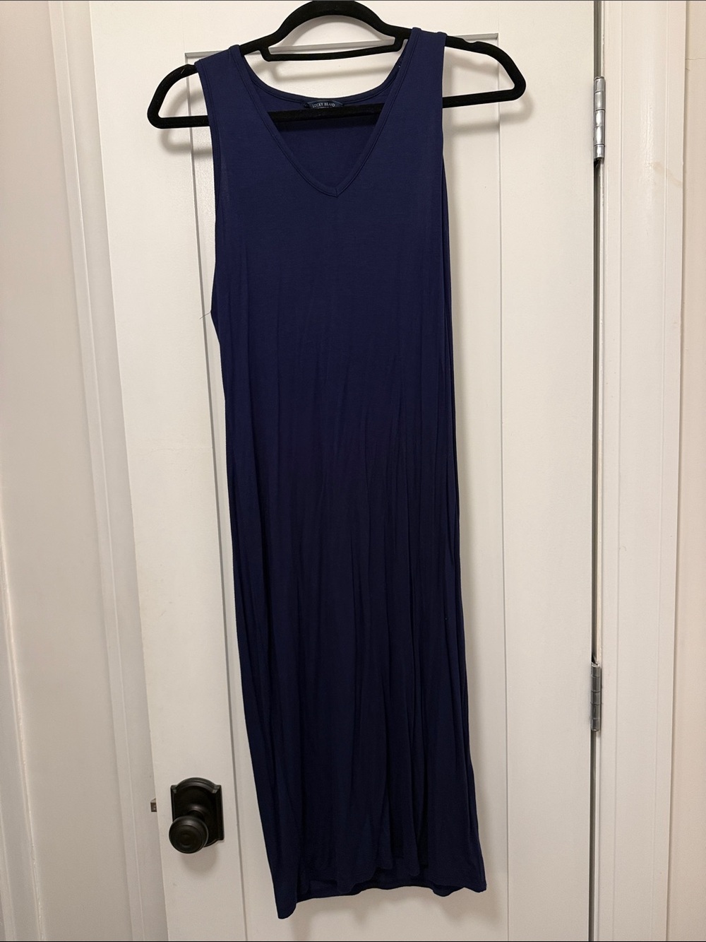 Lucky Brand Sleeveless Navy V-Neck Maxi Dress